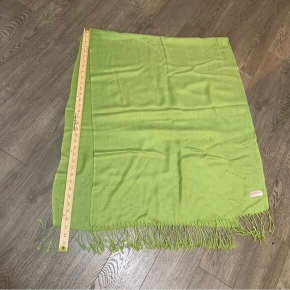 PASHMINA Avocado Green Tassel Scarf shall. - Picture 9 of 13